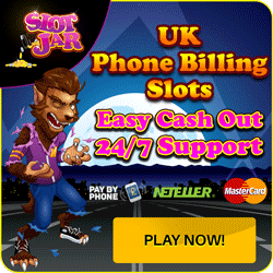 Slotjar SMS deposit and pay by phone bill site offer